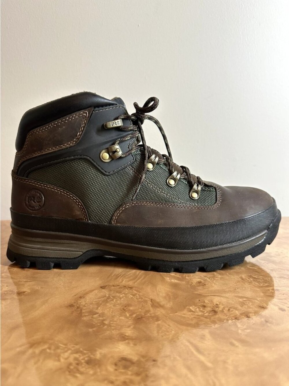 Timberland PRO Men's Waterproof Hiking Work Boots Brown Leather Green Mesh 9.5 M
